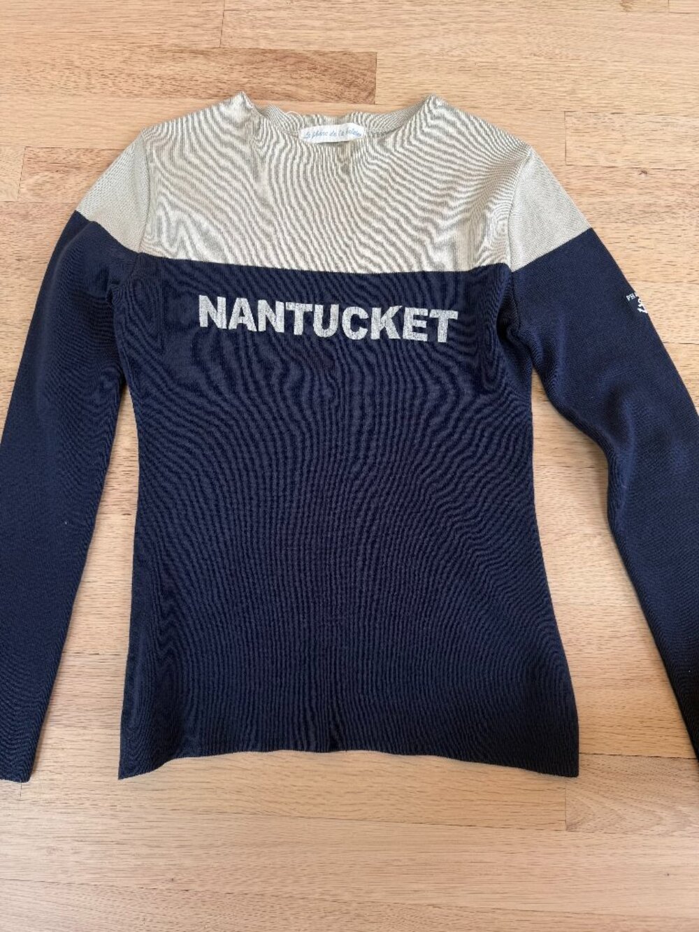 LE PHARE DE LA BALEINE NANTUCKET KNIT SWEATER COLORBLOCK NAVY BEIGE ANCHOR